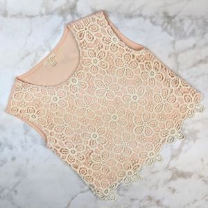 Monteau Blush Pink Floral Crochet Tank Top